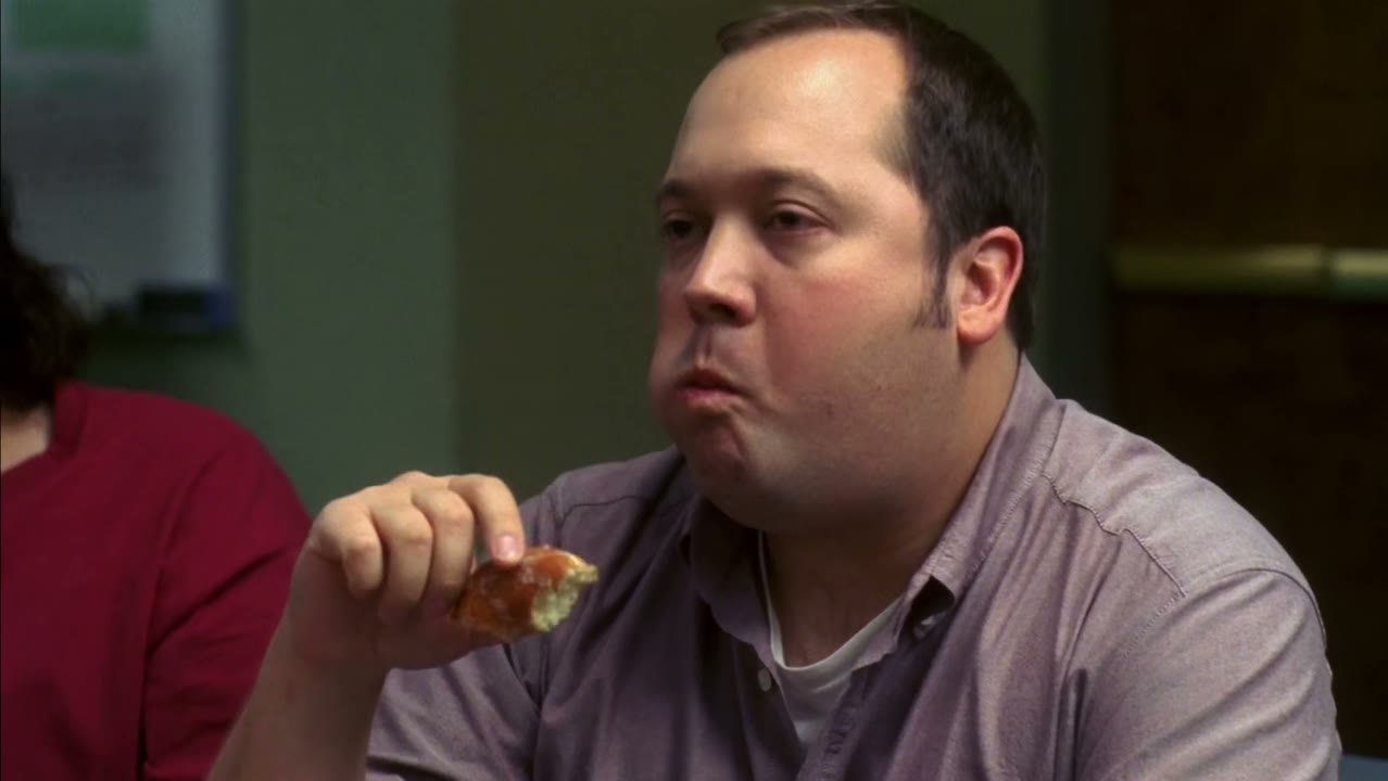 Like when Lutz here has a good hand, he stops eating.