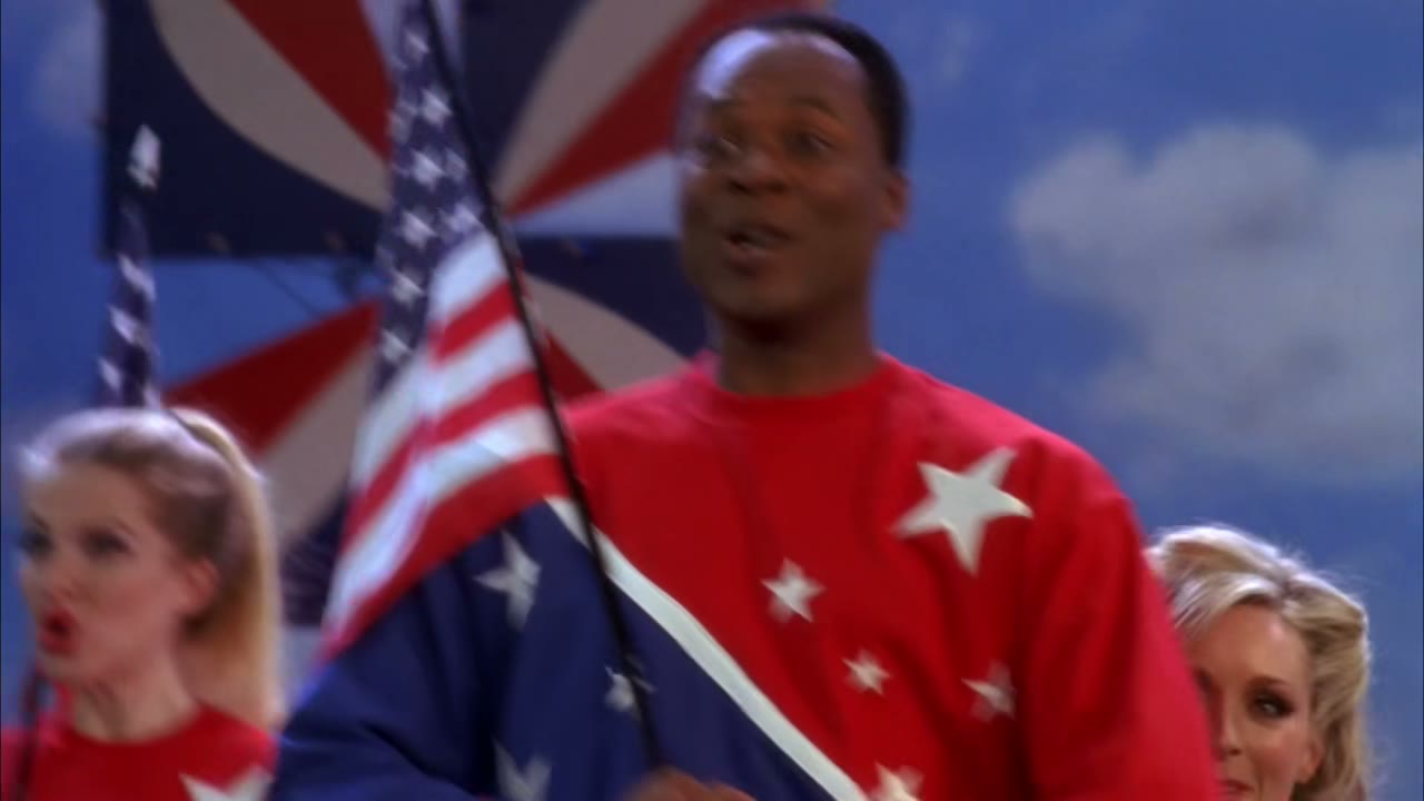 [Rock anthem plays]