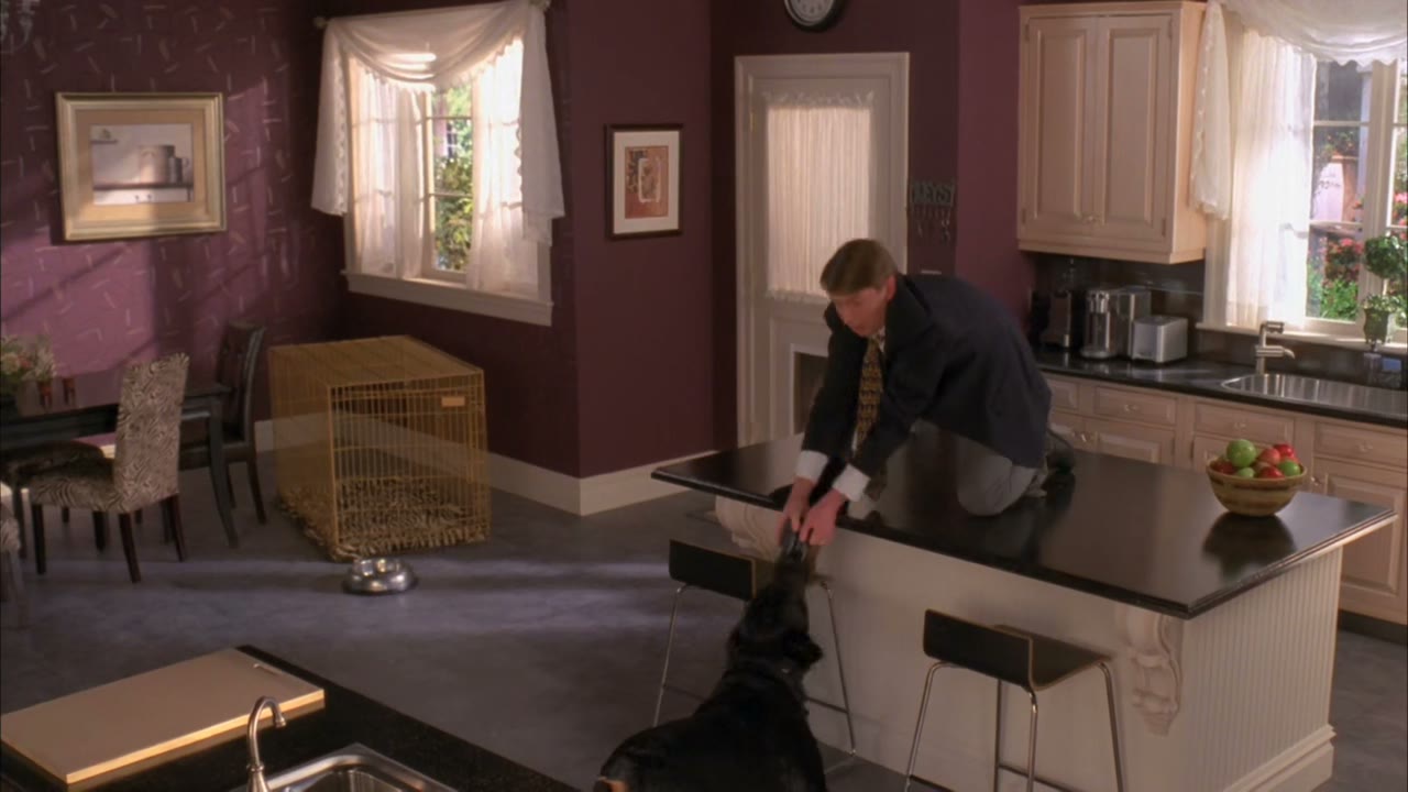 [Dog growling]