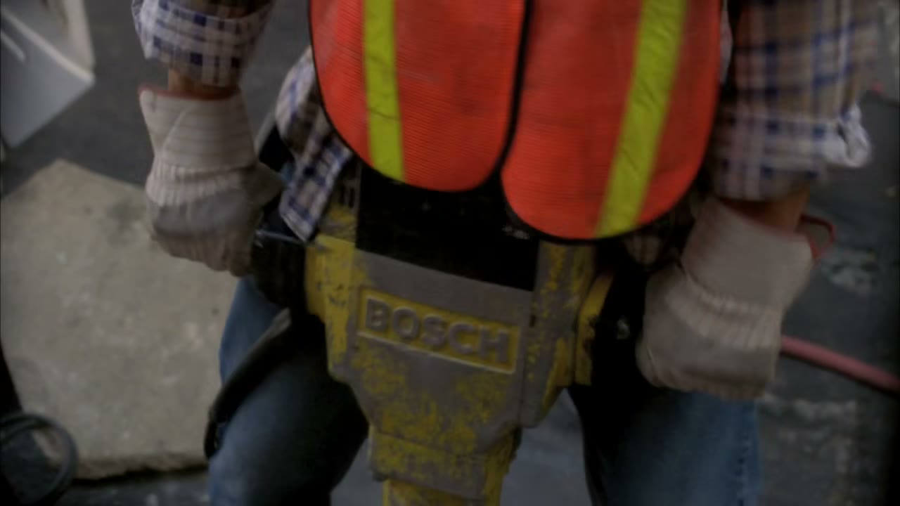 [Loud drilling]