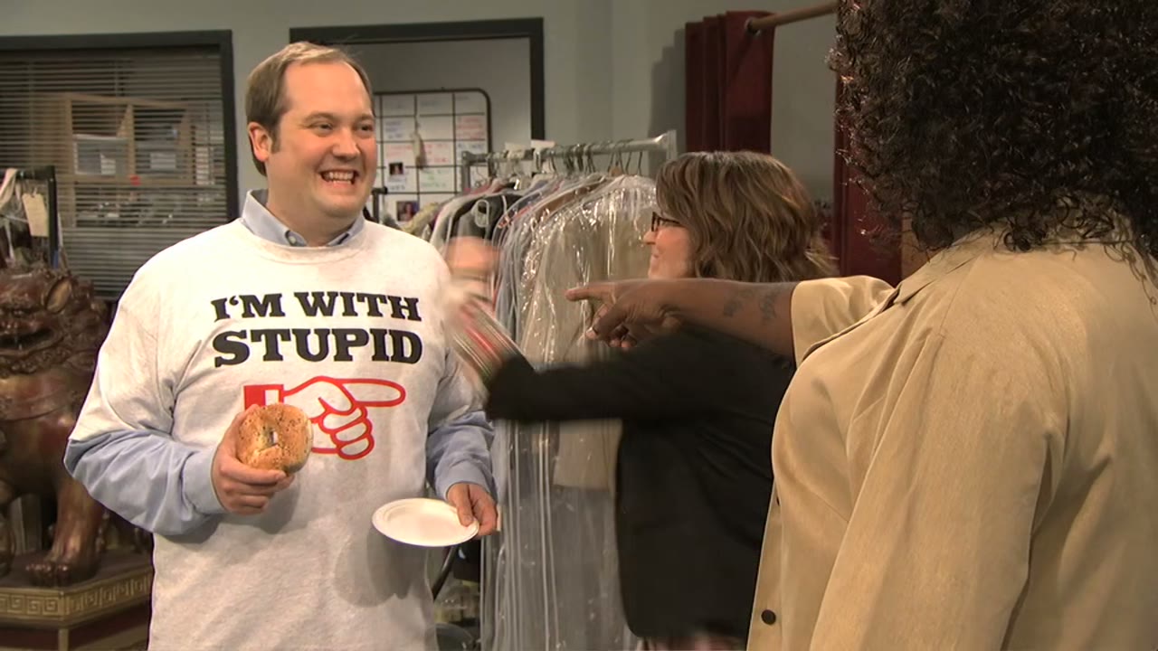 Look at Liz's shirt.