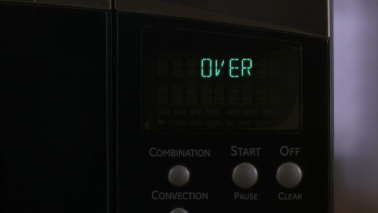 [Microwave beeping] done. Over.