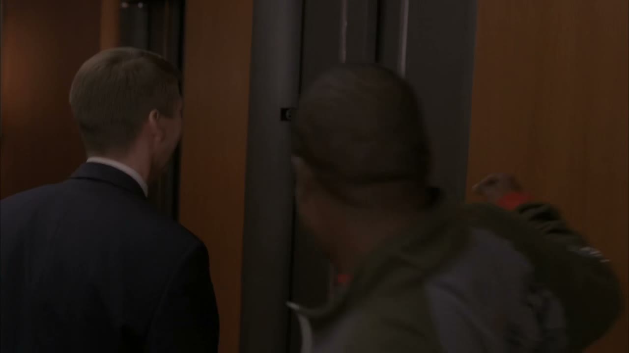 [Elevator bell rings]