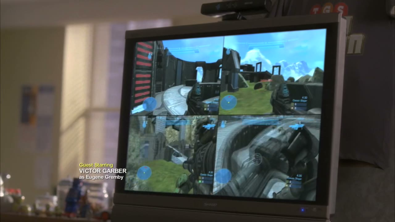[Video game gunfire, groaning]