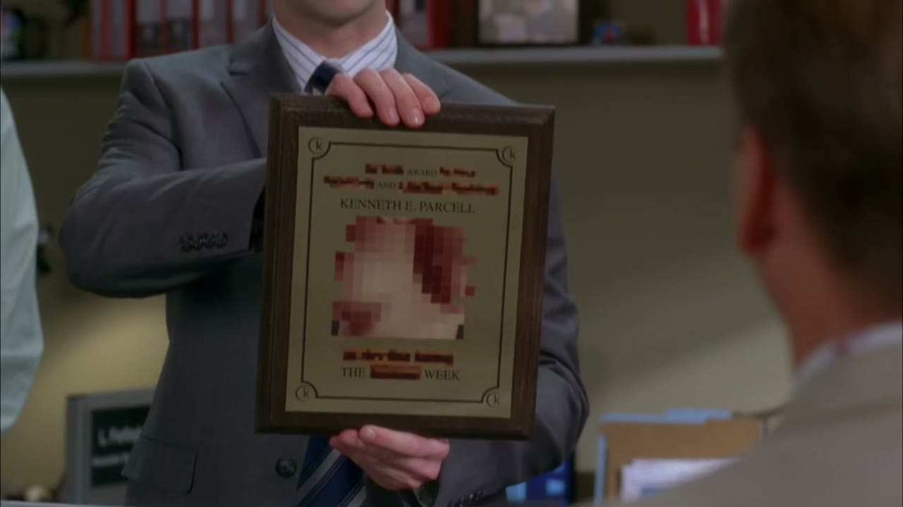 With the "employee of the -- week" award.