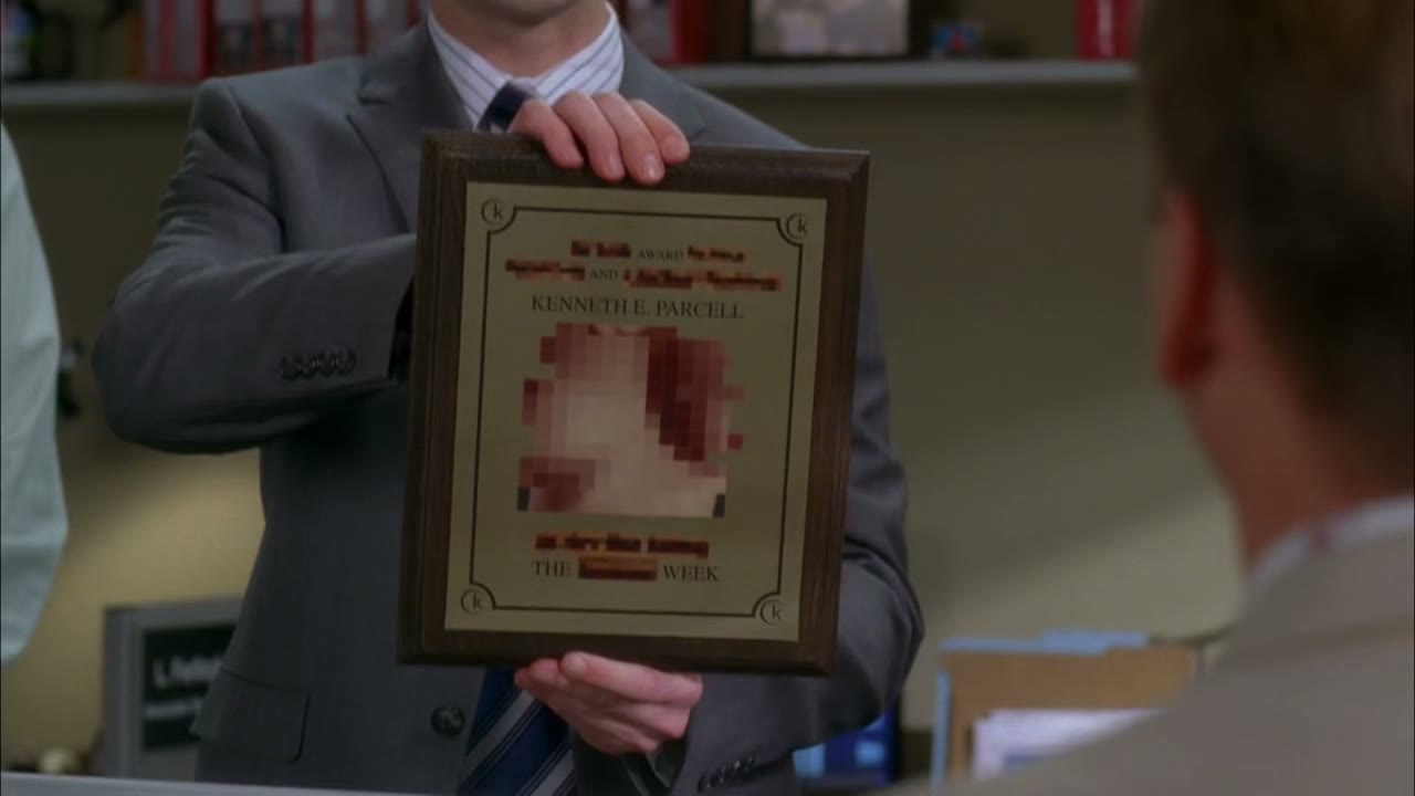 With the "employee of the -- week" award.