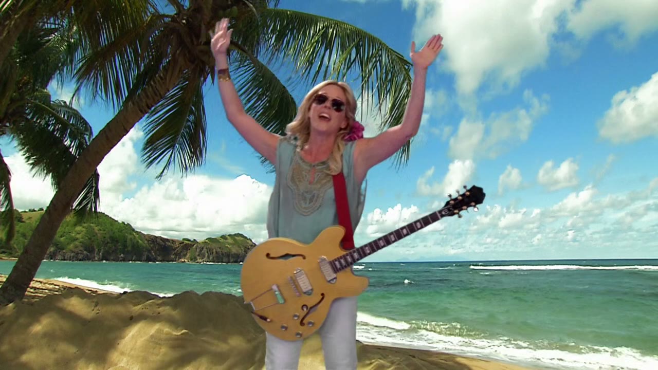 [Jamaican-style music] - ♪ I caught crabs in paradise