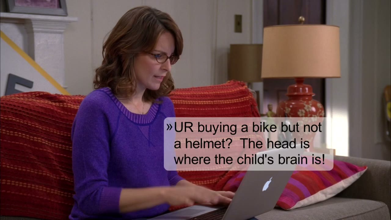 You're buying a bike but not a helmet? The head is where the child's brain is!