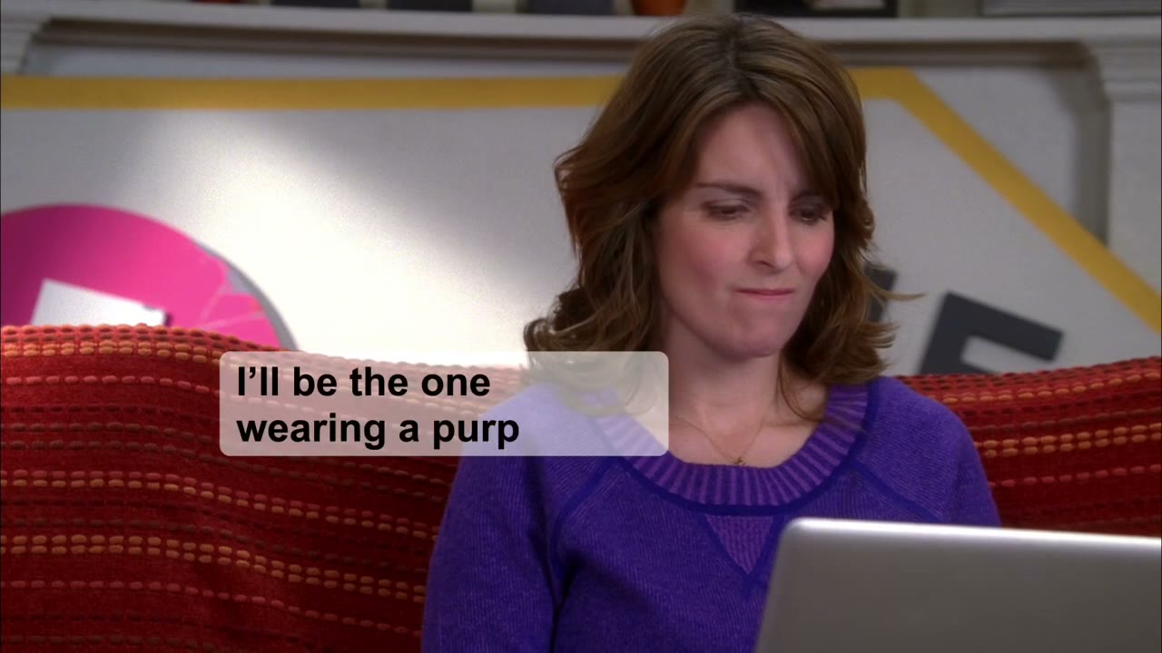 I'll be the one wearing a purple sweater